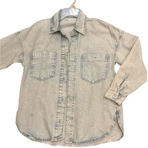 AWESOME sunbleached denim button up over shirt oversized XS S M